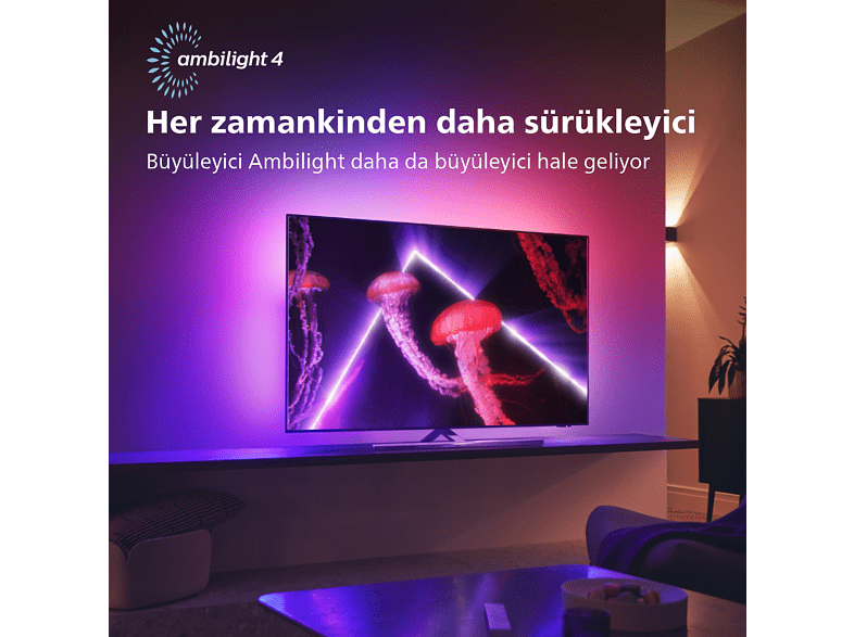 Philips 65OLED807 65" 164 Ekran Uydu Alıcılı Android Smart 4 Taraflı Ambilight 4K Ultra HD OLED TV